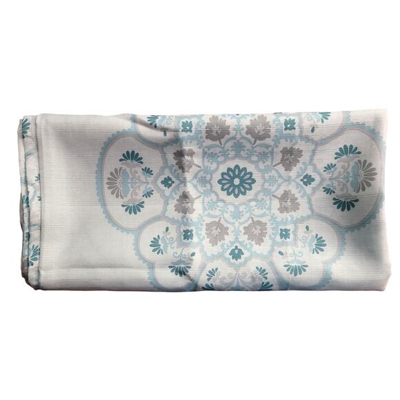 Morrocan Style Floral Pattern Polyester Fabric Shower Curtain, 72x72, Blue/White - Picture 7 of 12